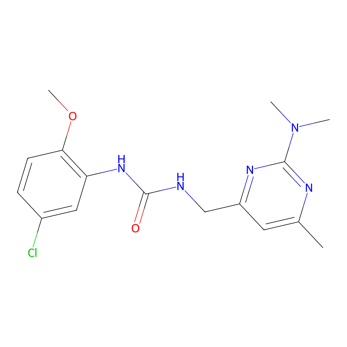 1-(5-Chloro-2-methoxyphenyl)-3-{[2-(dimethylamino)-6-methylpyrimidin-4-yl]methyl}urea molecular structure, CAS 1797814-40-4