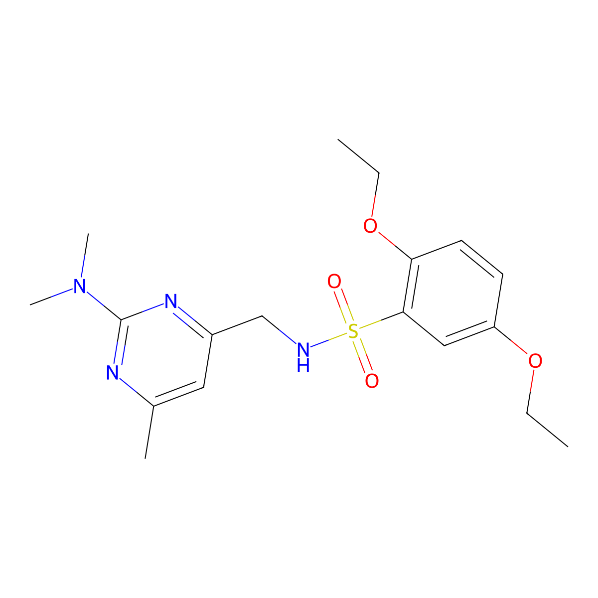 N-((2-(dimethylamino)-6-methylpyrimidin-4-yl)methyl)-2,5-diethoxybenzenesulfonamide molecular structure, CAS 1797814-57-3