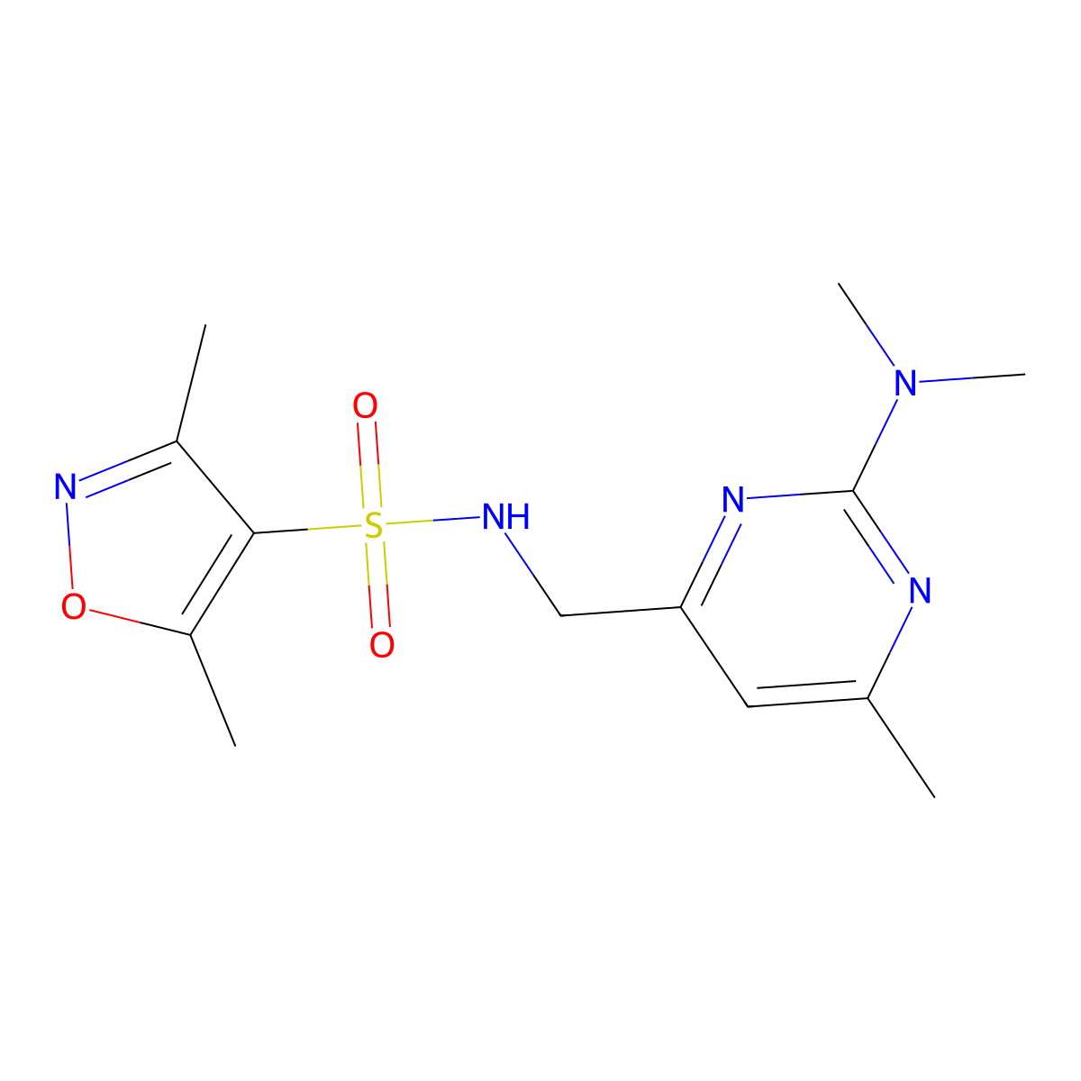 N-((2-(dimethylamino)-6-methylpyrimidin-4-yl)methyl)-3,5-dimethylisoxazole-4-sulfonamide molecular structure, CAS 1797814-67-5