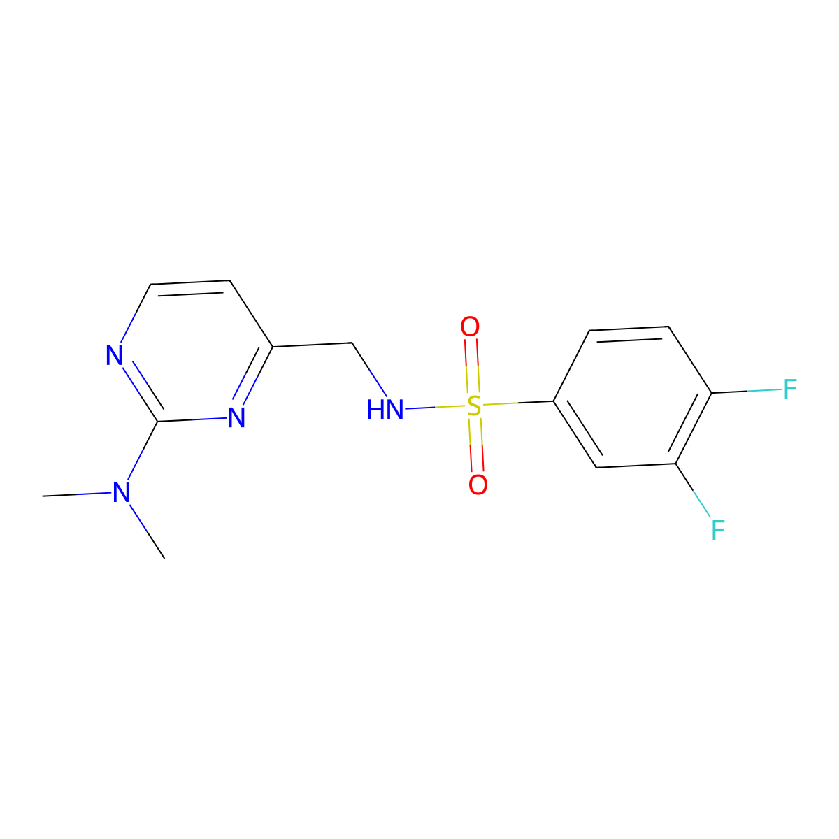 N-((2-(dimethylamino)pyrimidin-4-yl)methyl)-3,4-difluorobenzenesulfonamide molecular structure, CAS 1797815-27-0