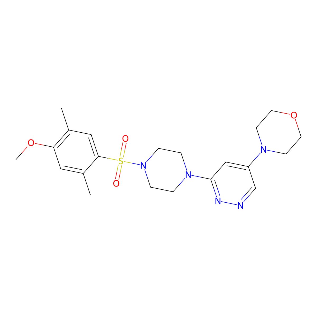4-(6-(4-((4-Methoxy-2,5-dimethylphenyl)sulfonyl)piperazin-1-yl)pyridazin-4-yl)morpholine molecular structure, CAS 1797815-34-9