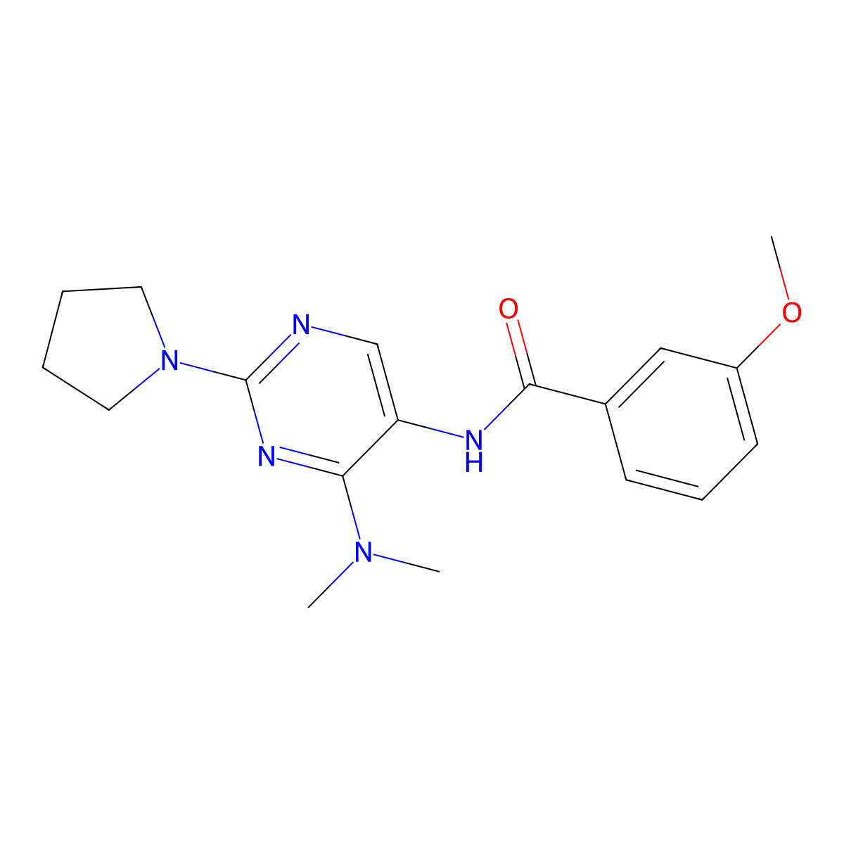 N-[4-(dimethylamino)-2-(pyrrolidin-1-yl)pyrimidin-5-yl]-3-methoxybenzamide molecular structure, CAS 1797815-75-8