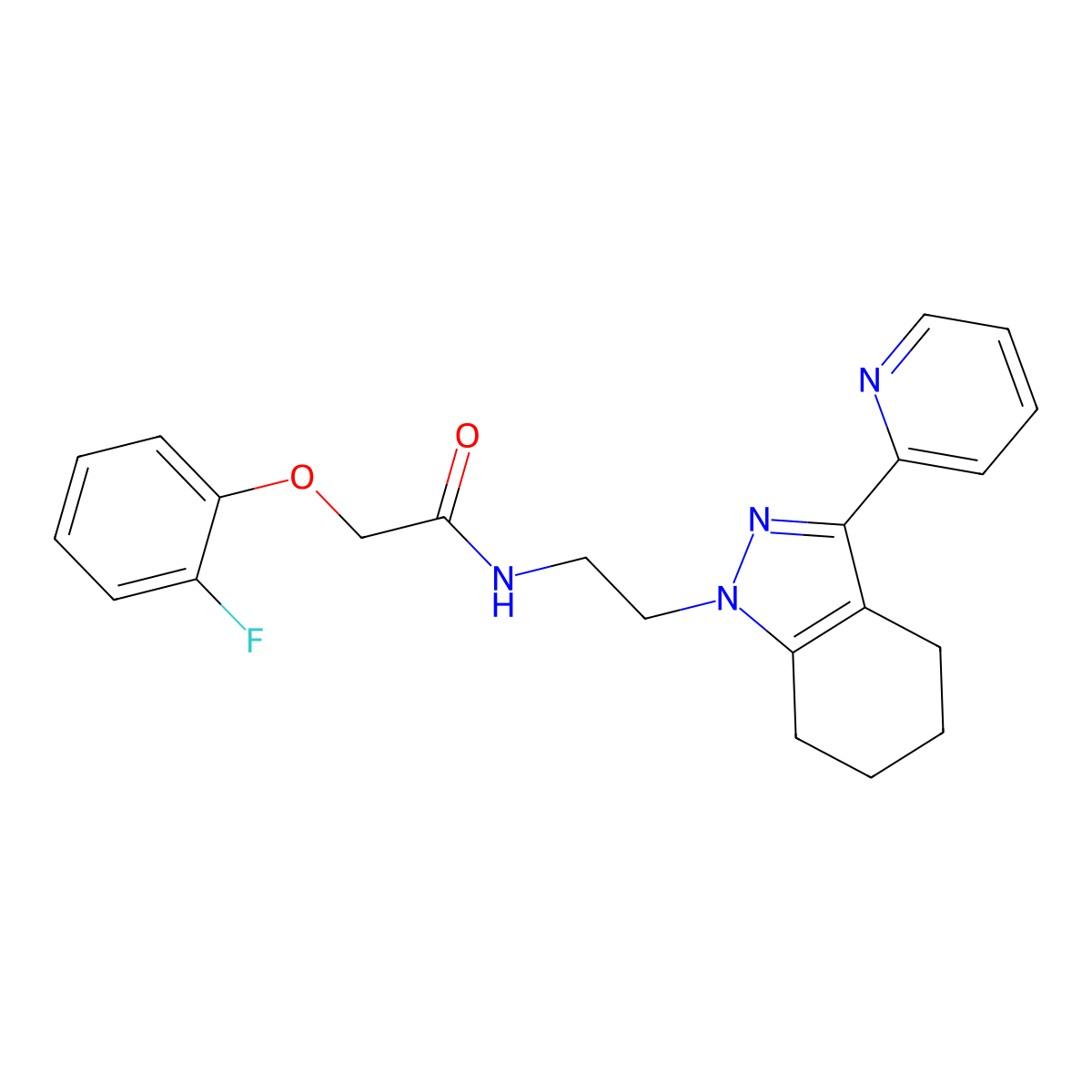 2-(2-fluorophenoxy)-N-{2-[3-(pyridin-2-yl)-4,5,6,7-tetrahydro-1H-indazol-1-yl]ethyl}acetamide molecular structure, CAS 1797815-95-2