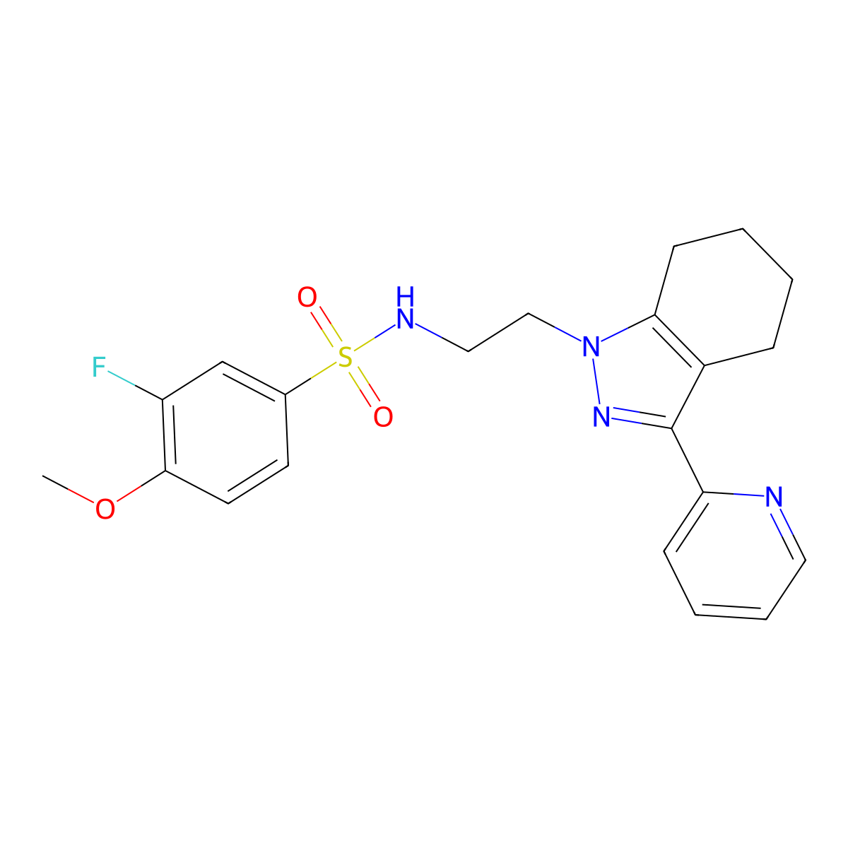 3-fluoro-4-methoxy-N-(2-(3-(pyridin-2-yl)-4,5,6,7-tetrahydro-1H-indazol-1-yl)ethyl)benzenesulfonamide molecular structure, CAS 1797816-01-3