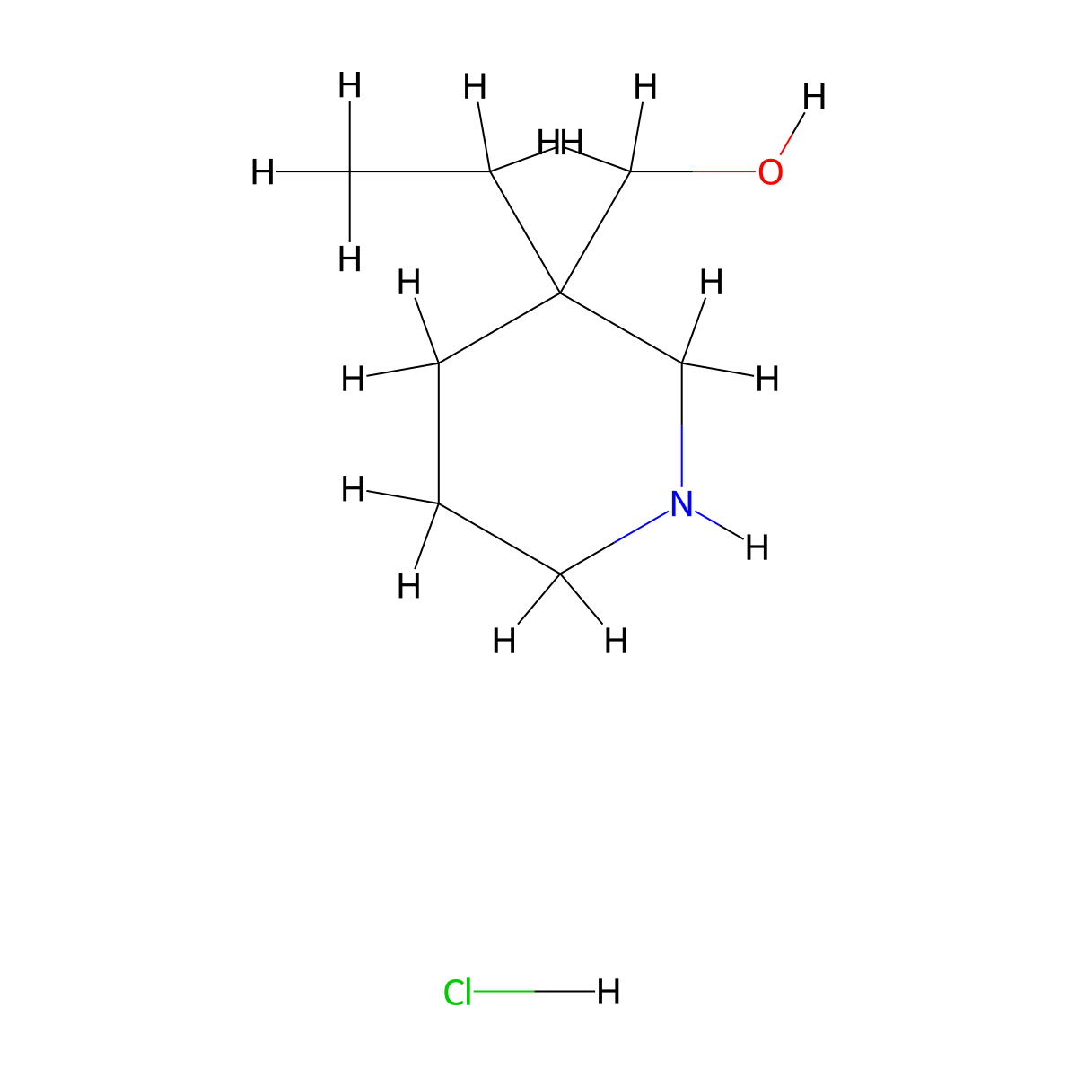 (3-Ethylpiperidin-3-yl)methanol hydrochloride molecular structure, CAS 1797816-03-5