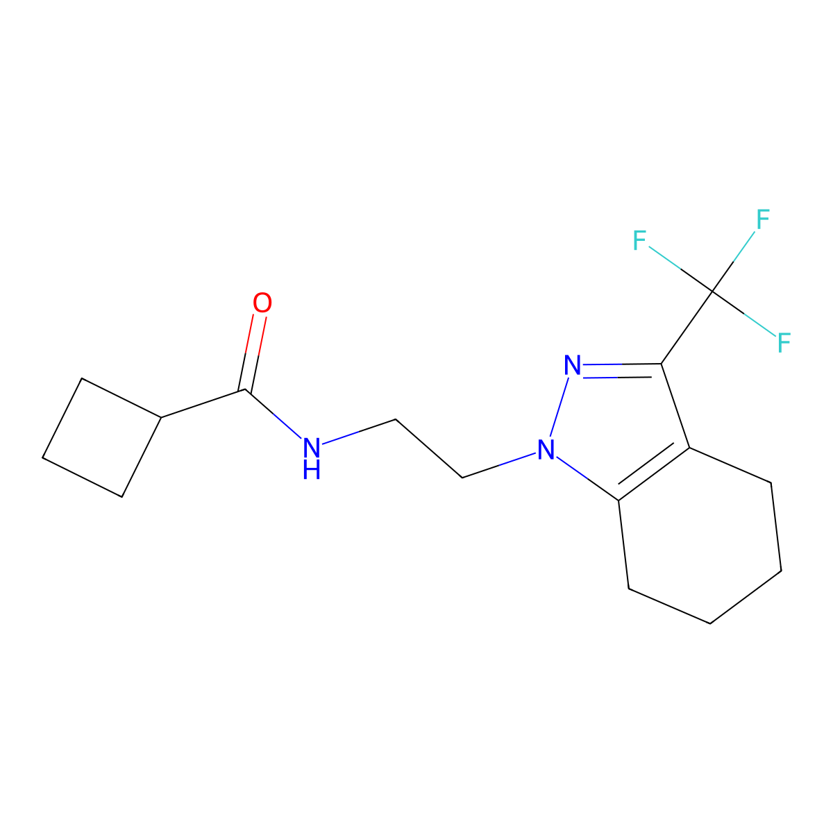 N-{2-[3-(trifluoromethyl)-4,5,6,7-tetrahydro-1H-indazol-1-yl]ethyl}cyclobutanecarboxamide molecular structure, CAS 1797816-09-1