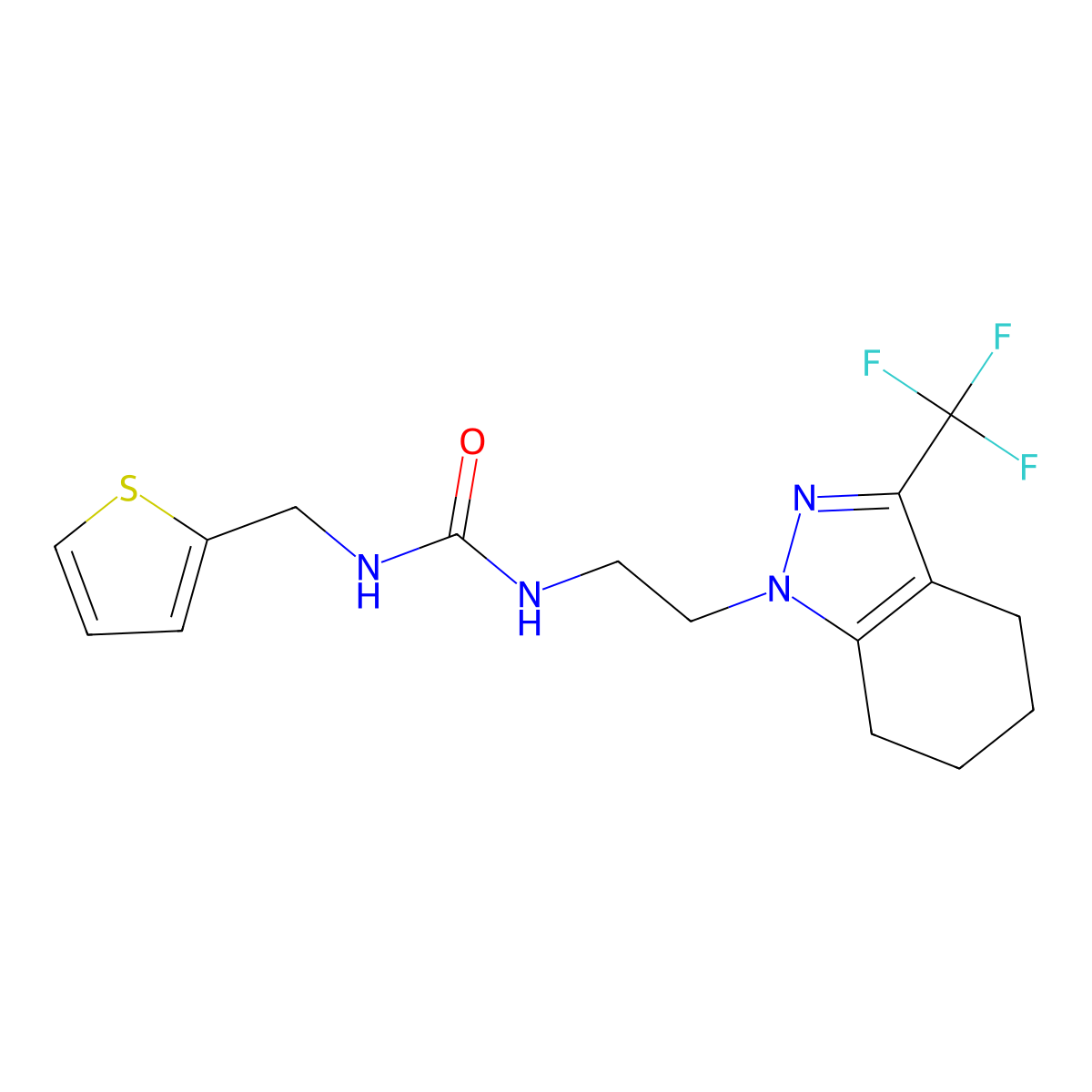 1-(thiophen-2-ylmethyl)-3-(2-(3-(trifluoromethyl)-4,5,6,7-tetrahydro-1H-indazol-1-yl)ethyl)urea molecular structure, CAS 1797816-42-2