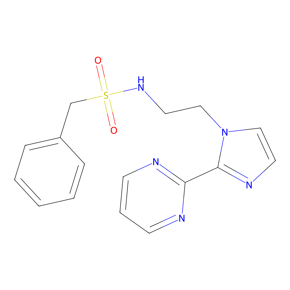 1-phenyl-N-(2-(2-(pyrimidin-2-yl)-1H-imidazol-1-yl)ethyl)methanesulfonamide molecular structure, CAS 1797823-06-3