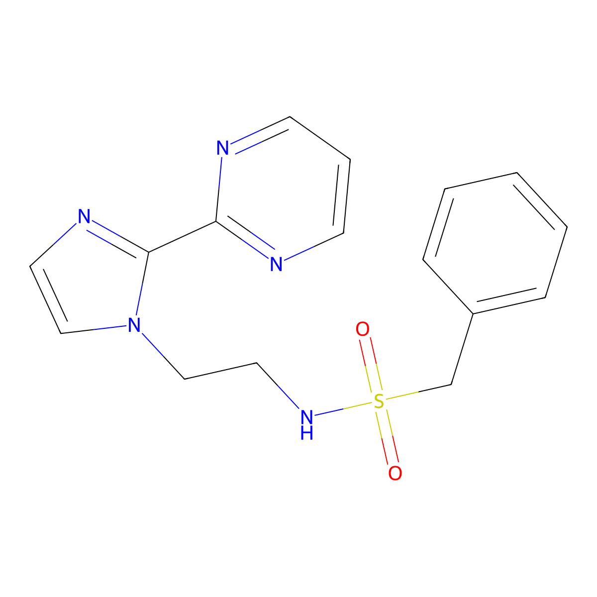 1-phenyl-N-(2-(2-(pyrimidin-2-yl)-1H-imidazol-1-yl)ethyl)methanesulfonamide molecular structure, CAS 1797823-06-3