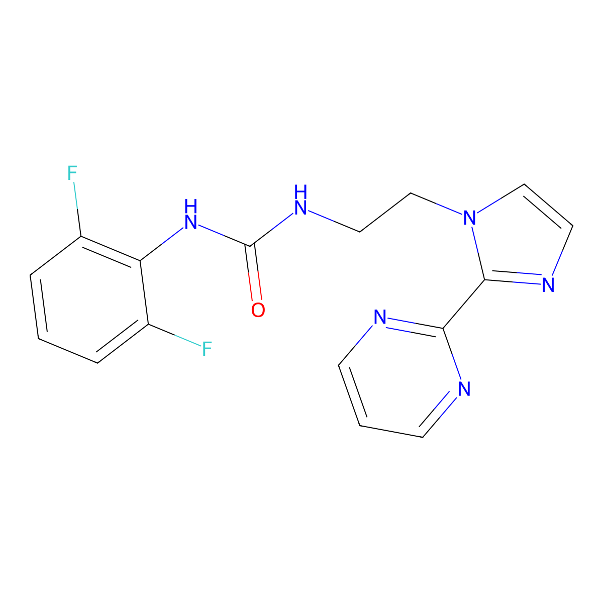 1-(2,6-difluorophenyl)-3-(2-(2-(pyrimidin-2-yl)-1H-imidazol-1-yl)ethyl)urea molecular structure, CAS 1797823-12-1