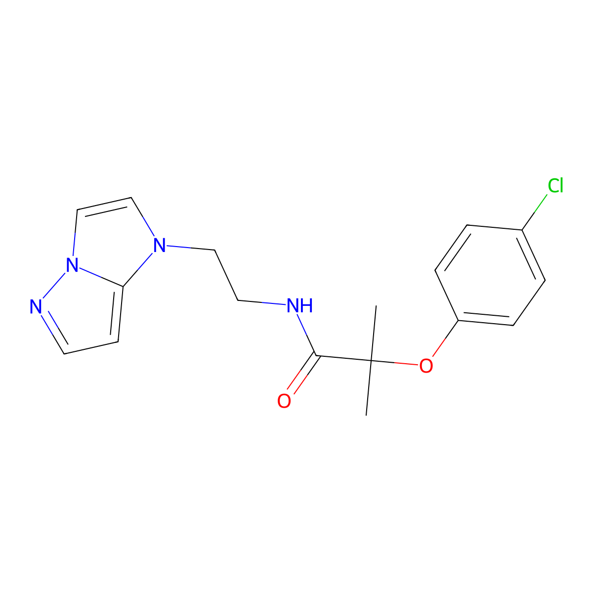 N-(2-(1H-imidazo[1,2-b]pyrazol-1-yl)ethyl)-2-(4-chlorophenoxy)-2-methylpropanamide molecular structure, CAS 1797823-37-0