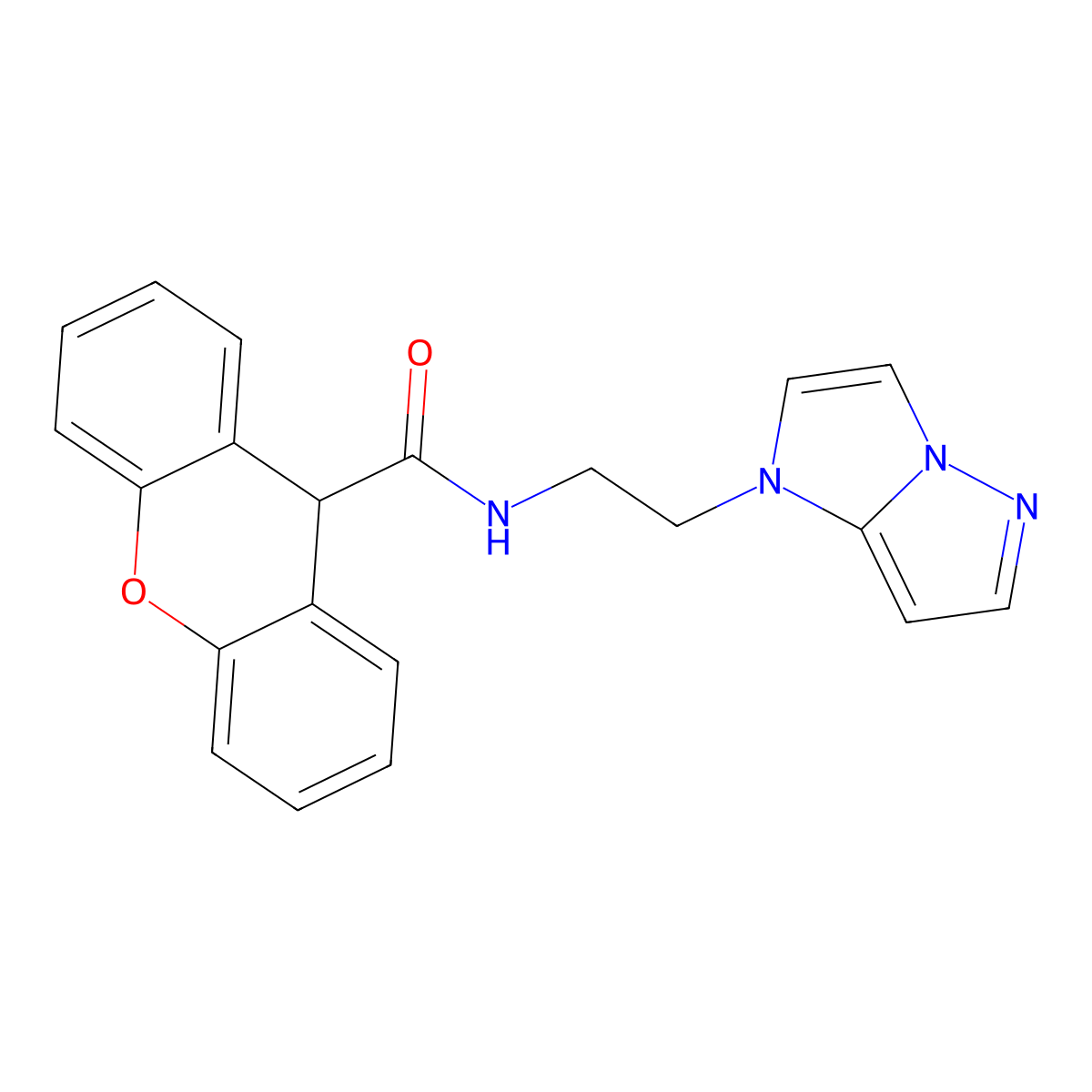 N-(2-(1H-imidazo[1,2-b]pyrazol-1-yl)ethyl)-9H-xanthene-9-carboxamide molecular structure, CAS 1797823-45-0