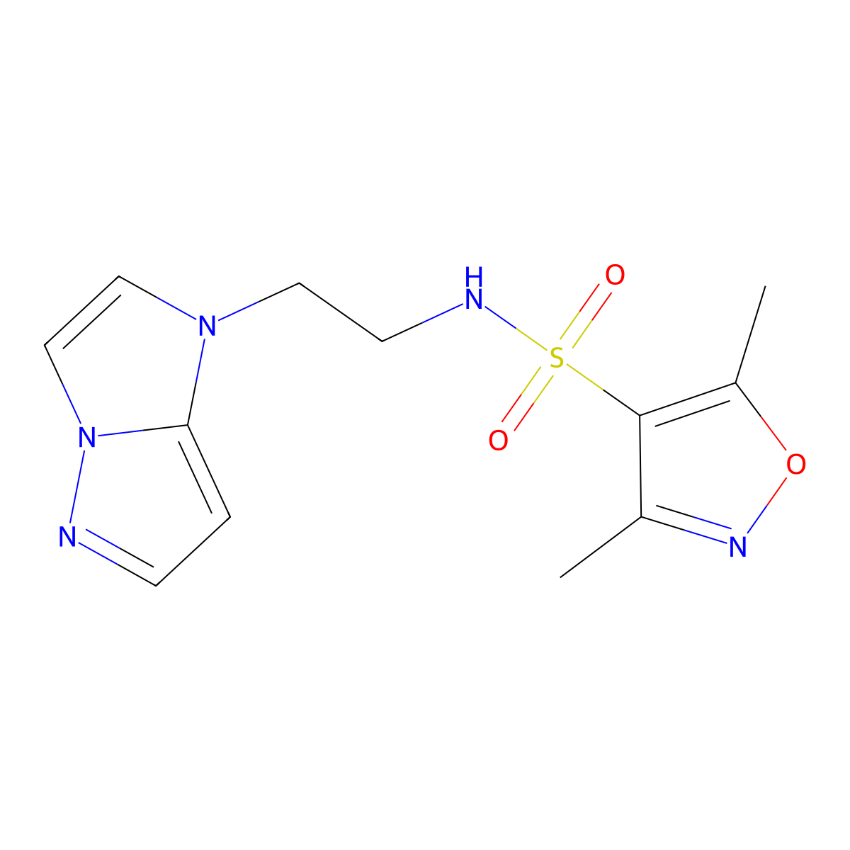 N-(2-(1H-imidazo[1,2-b]pyrazol-1-yl)ethyl)-3,5-dimethylisoxazole-4-sulfonamide molecular structure, CAS 1797823-52-9