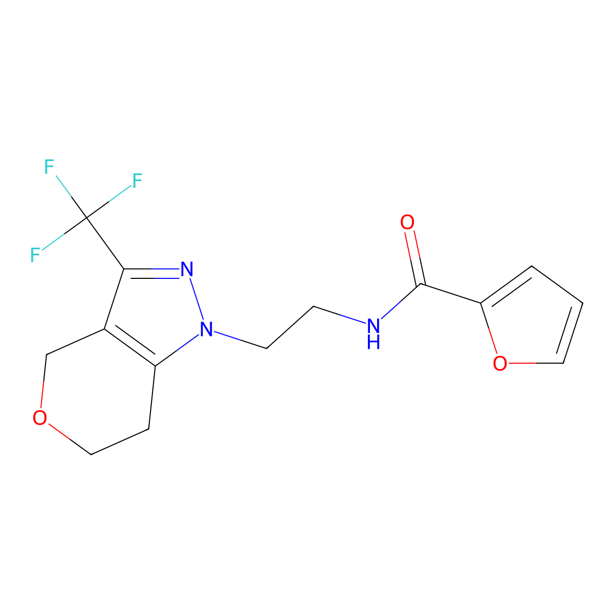N-(2-(3-(trifluoromethyl)-6,7-dihydropyrano[4,3-c]pyrazol-1(4H)-yl)ethyl)furan-2-carboxamide molecular structure, CAS 1797823-63-2