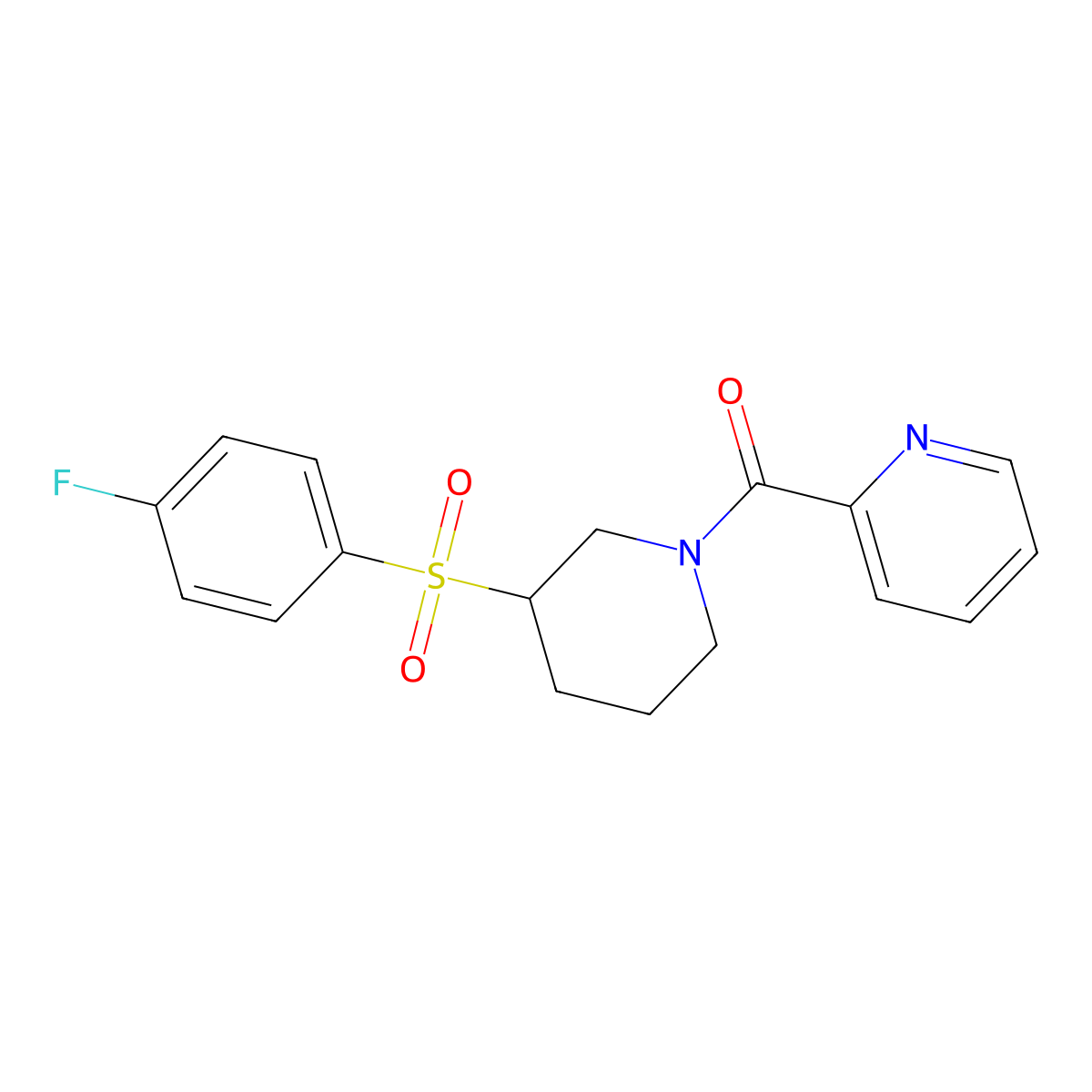 (3-((4-Fluorophenyl)sulfonyl)piperidin-1-yl)(pyridin-2-yl)methanone molecular structure, CAS 1797824-36-2