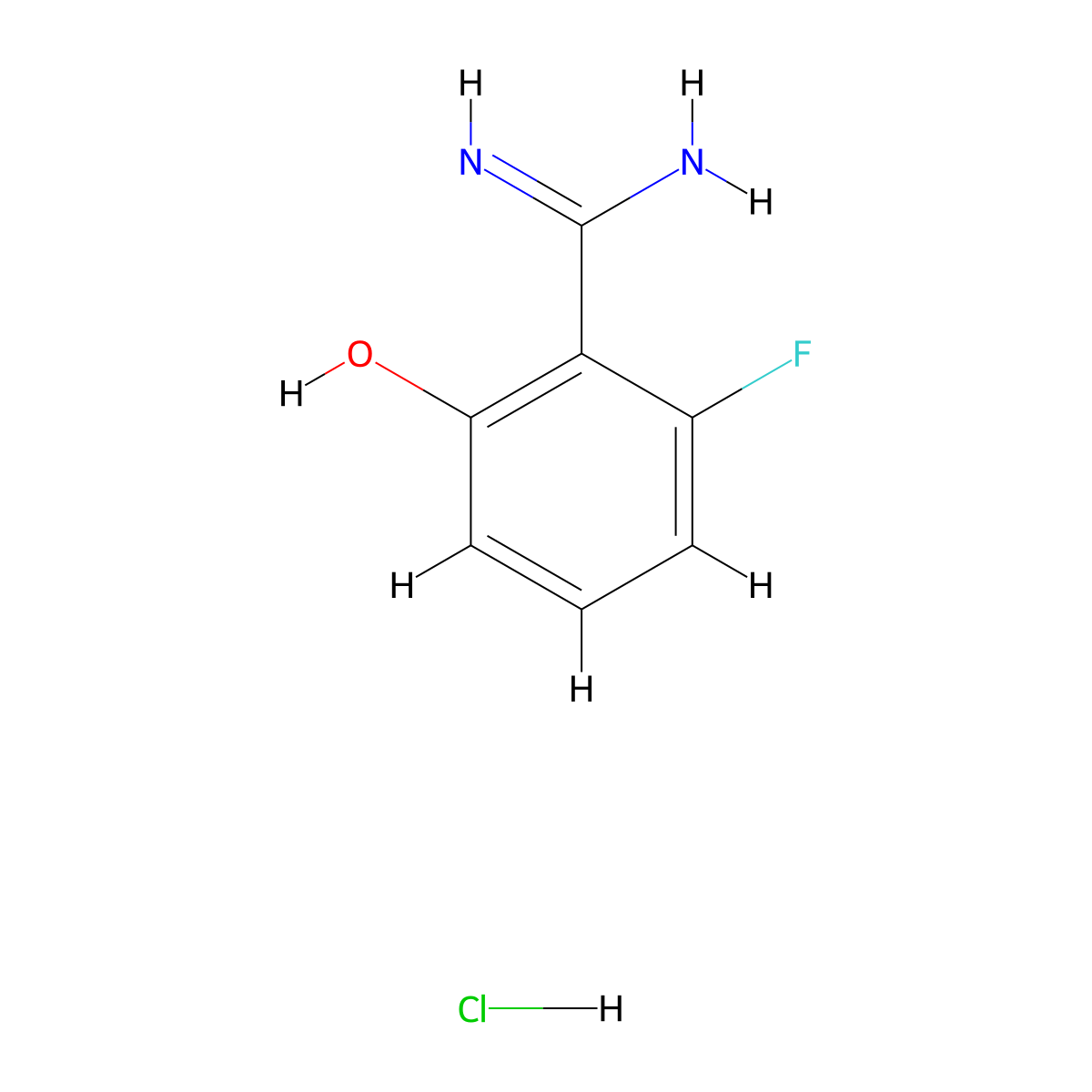 2-Fluoro-6-hydroxybenzene-1-carboximidamide hydrochloride molecular structure, CAS 1797824-90-8