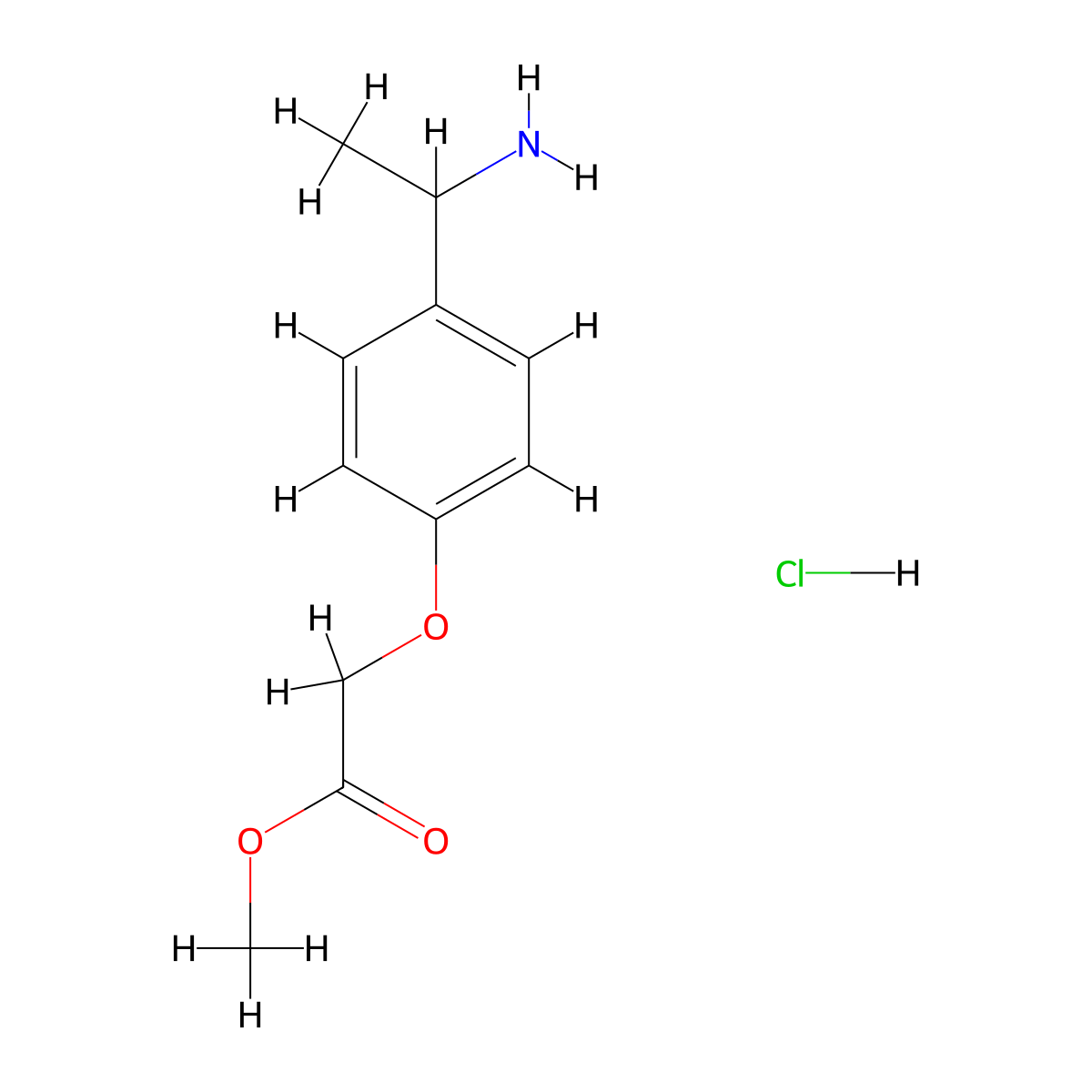 Methyl 2-[4-(1-aminoethyl)phenoxy]acetate hydrochloride molecular structure, CAS 1797829-25-4