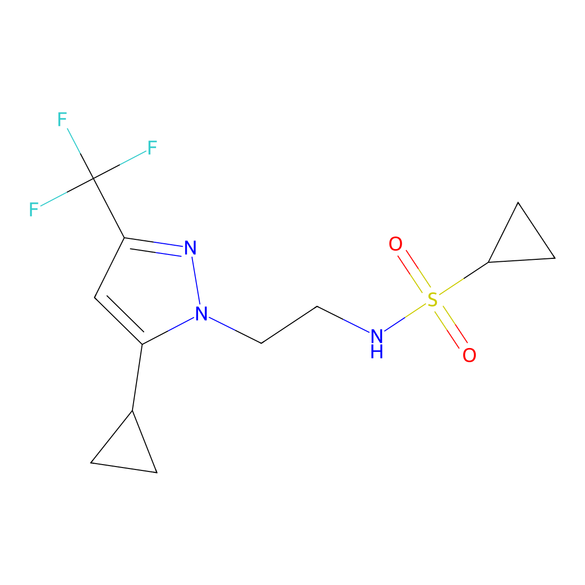 N-{2-[5-cyclopropyl-3-(trifluoromethyl)-1H-pyrazol-1-yl]ethyl}cyclopropanesulfonamide molecular structure, CAS 1797831-20-9