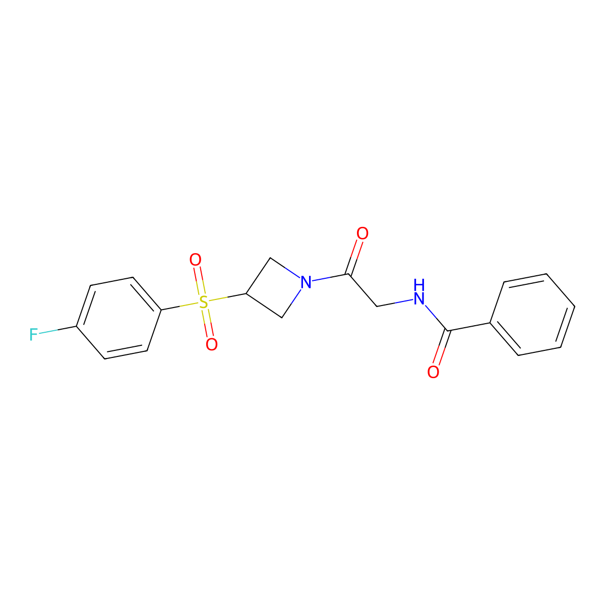 N-(2-(3-((4-fluorophenyl)sulfonyl)azetidin-1-yl)-2-oxoethyl)benzamide molecular structure, CAS 1797831-96-9