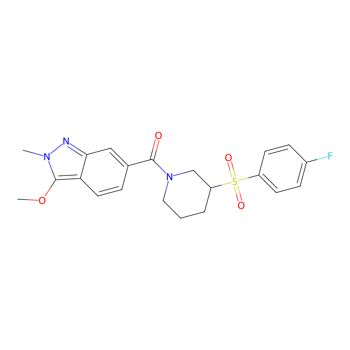 (3-((4-fluorophenyl)sulfonyl)piperidin-1-yl)(3-methoxy-2-methyl-2H-indazol-6-yl)methanone molecular structure, CAS 1797835-78-9