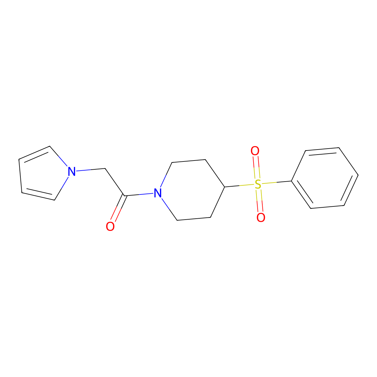 1-(4-(phenylsulfonyl)piperidin-1-yl)-2-(1H-pyrrol-1-yl)ethanone molecular structure, CAS 1797835-95-0