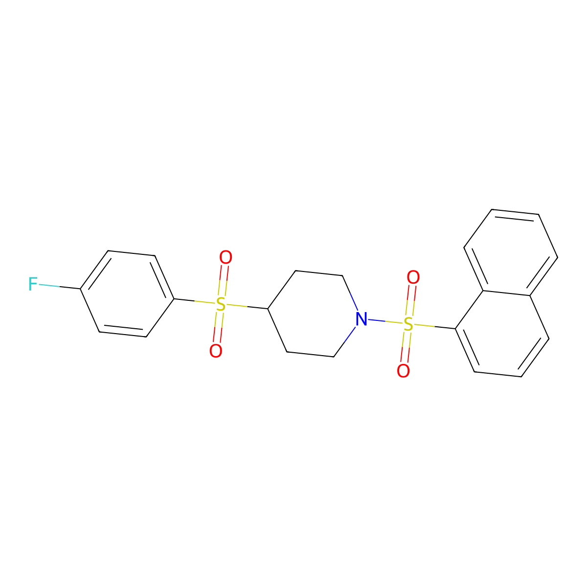 4-((4-Fluorophenyl)sulfonyl)-1-(naphthalen-1-ylsulfonyl)piperidine molecular structure, CAS 1797836-18-0