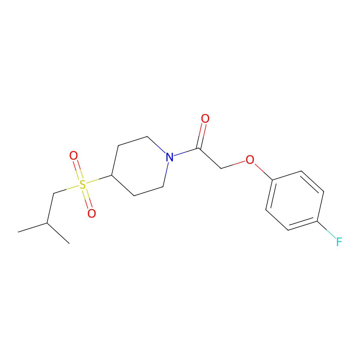 2-(4-Fluorophenoxy)-1-(4-(isobutylsulfonyl)piperidin-1-yl)ethanone molecular structure, CAS 1797836-24-8