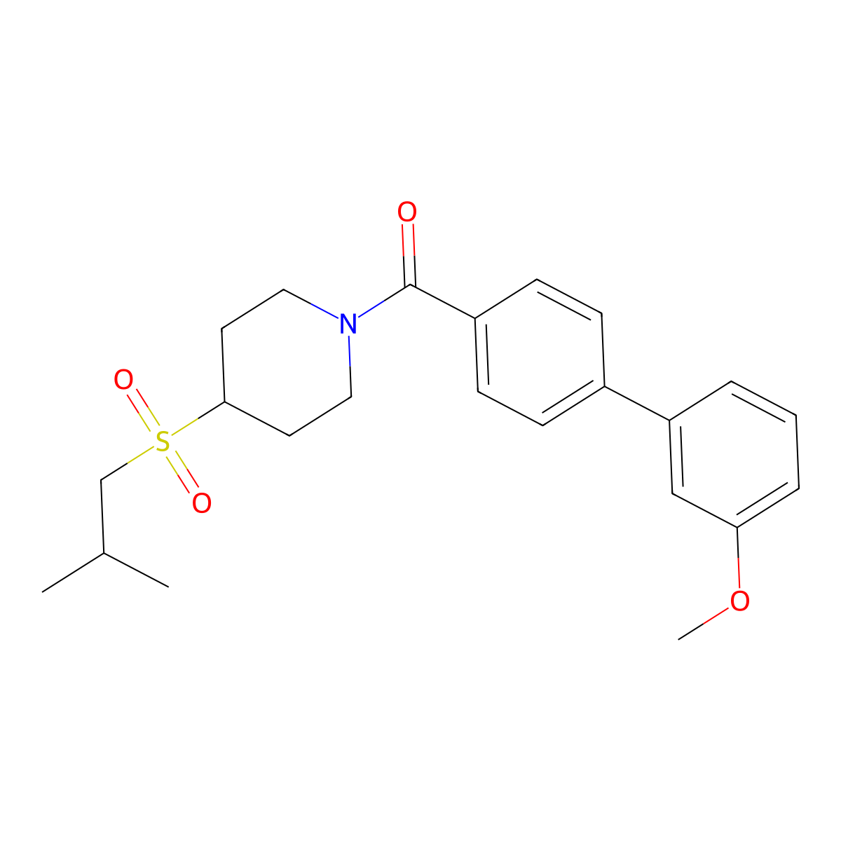 (4-(Isobutylsulfonyl)piperidin-1-yl)(3'-methoxy-[1,1'-biphenyl]-4-yl)methanone molecular structure, CAS 1797836-59-9