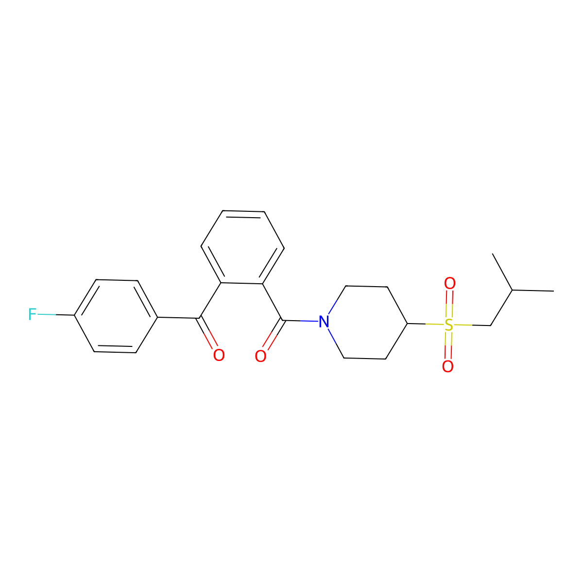 (2-(4-Fluorobenzoyl)phenyl)(4-(isobutylsulfonyl)piperidin-1-yl)methanone molecular structure, CAS 1797836-91-9