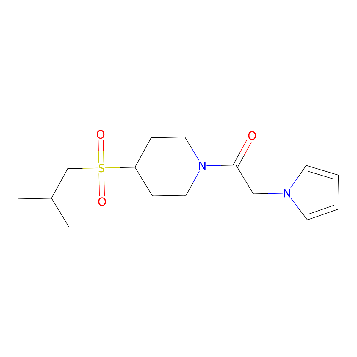 1-(4-(isobutylsulfonyl)piperidin-1-yl)-2-(1H-pyrrol-1-yl)ethanone molecular structure, CAS 1797837-03-6