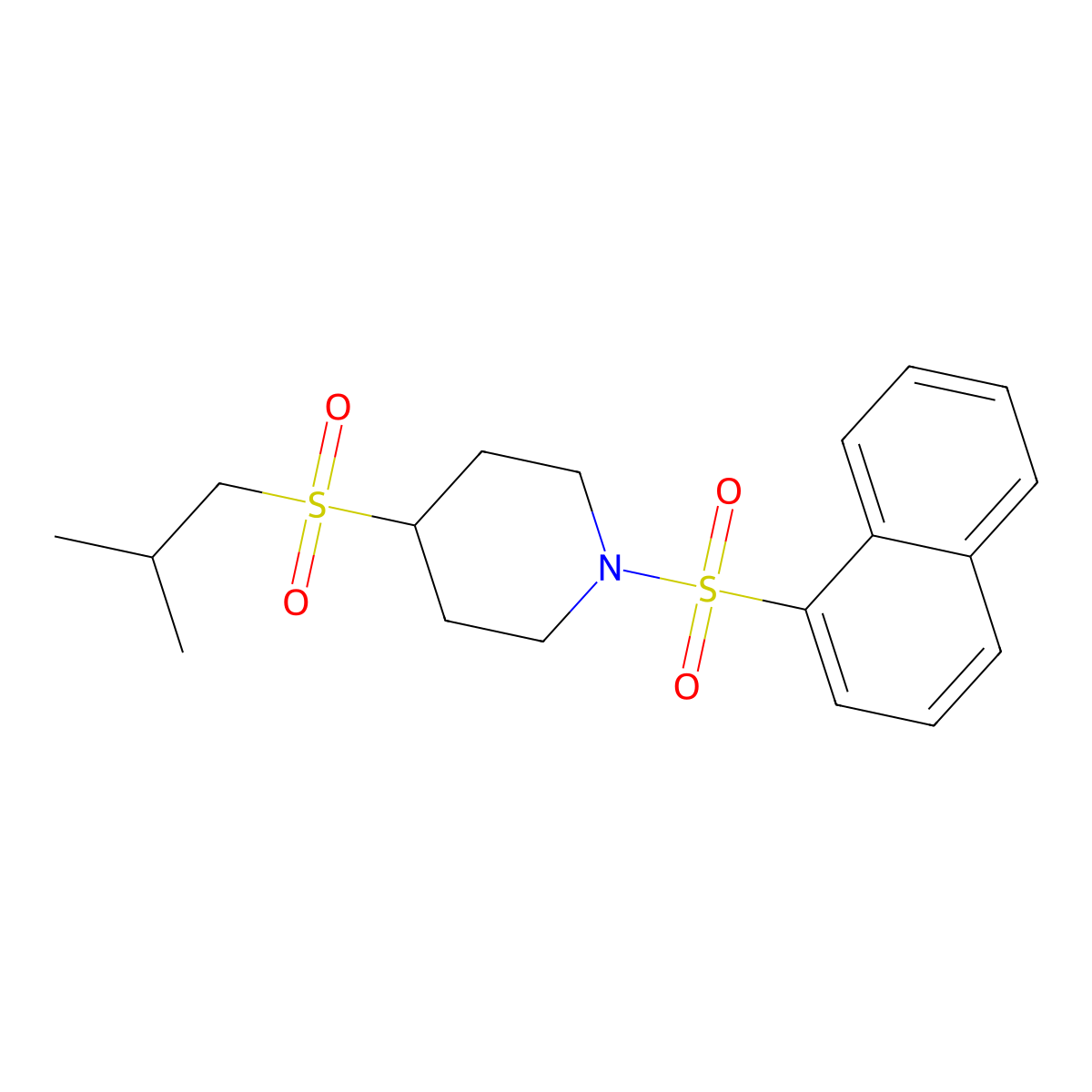 4-(Isobutylsulfonyl)-1-(naphthalen-1-ylsulfonyl)piperidine molecular structure, CAS 1797837-40-1