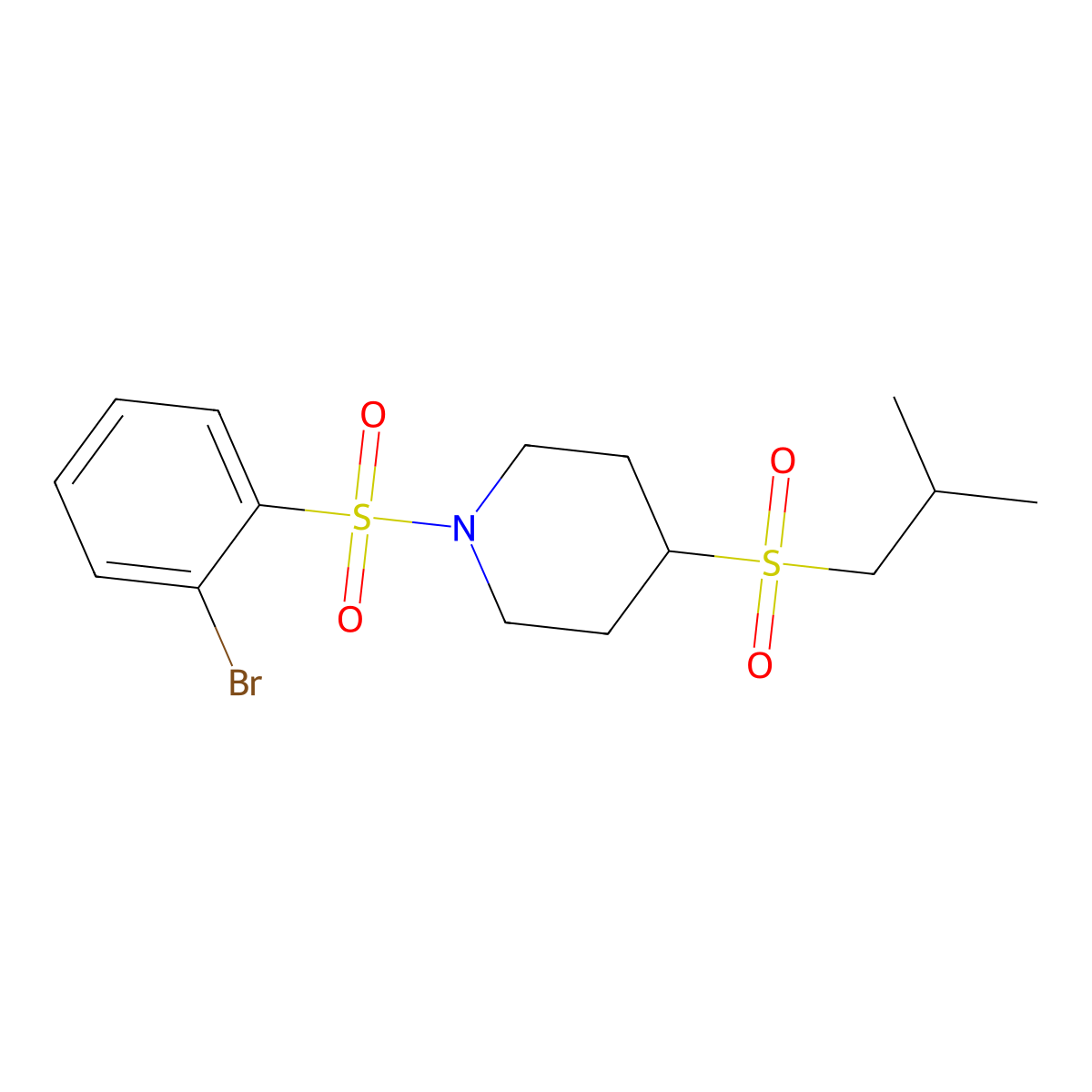 1-((2-Bromophenyl)sulfonyl)-4-(isobutylsulfonyl)piperidine molecular structure, CAS 1797837-50-3
