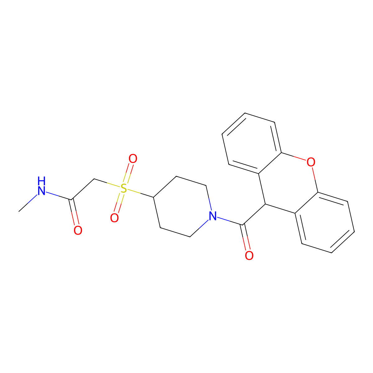 2-((1-(9H-xanthene-9-carbonyl)piperidin-4-yl)sulfonyl)-N-methylacetamide molecular structure, CAS 1797838-07-3