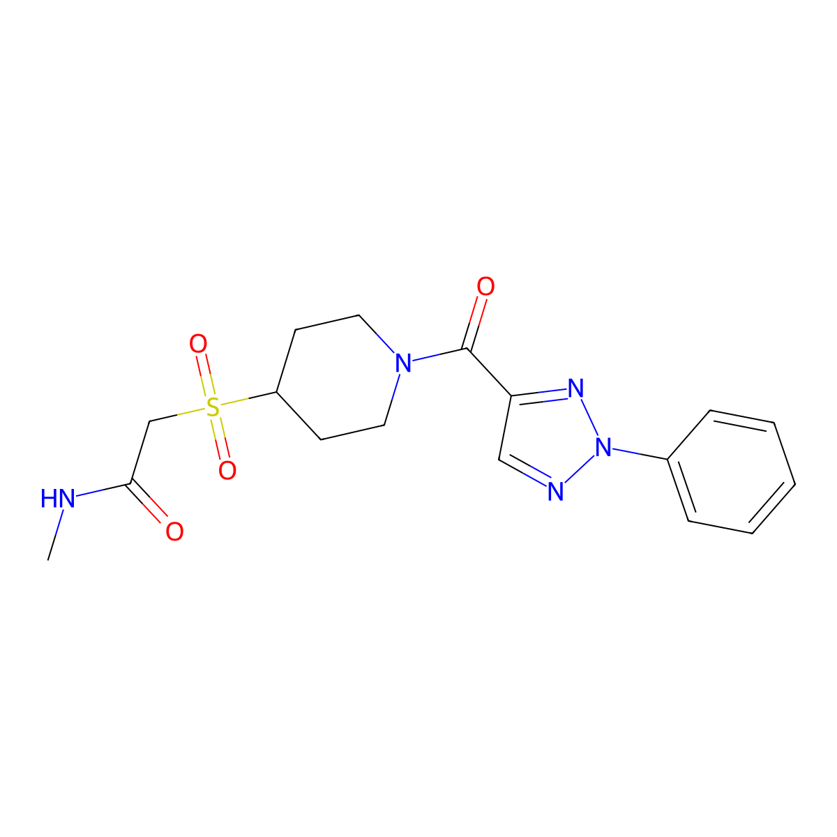 N-methyl-2-{[1-(2-phenyl-2H-1,2,3-triazole-4-carbonyl)piperidin-4-yl]sulfonyl}acetamide molecular structure, CAS 1797838-34-6