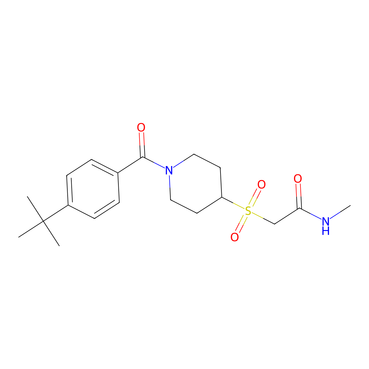 2-((1-(4-(tert-butyl)benzoyl)piperidin-4-yl)sulfonyl)-N-methylacetamide molecular structure, CAS 1797838-52-8