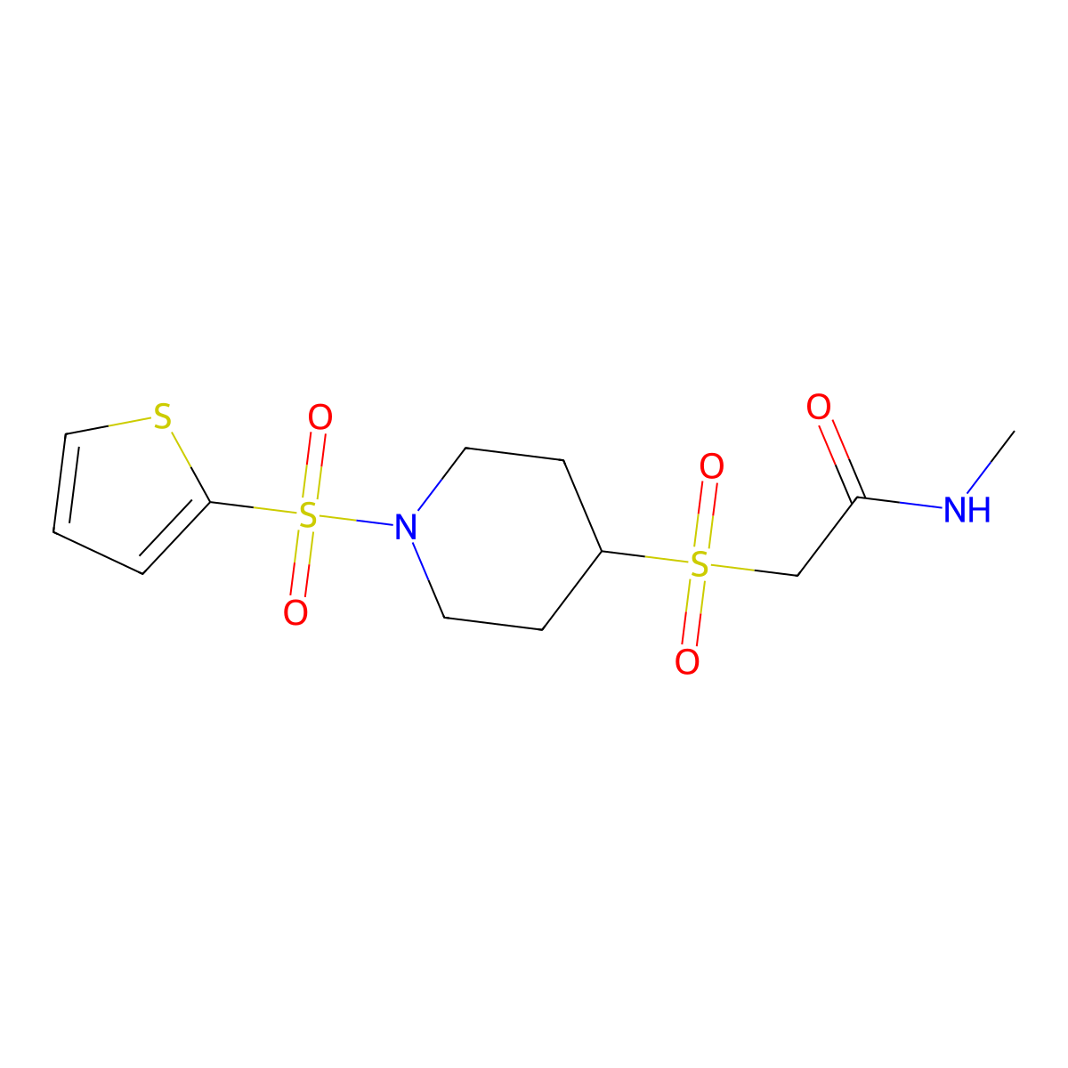 N-methyl-2-((1-(thiophen-2-ylsulfonyl)piperidin-4-yl)sulfonyl)acetamide molecular structure, CAS 1797838-57-3