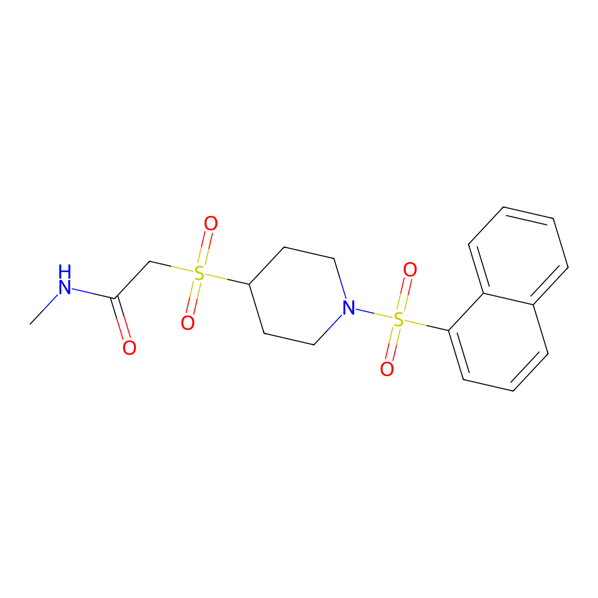 N-methyl-2-((1-(naphthalen-1-ylsulfonyl)piperidin-4-yl)sulfonyl)acetamide molecular structure, CAS 1797838-67-5