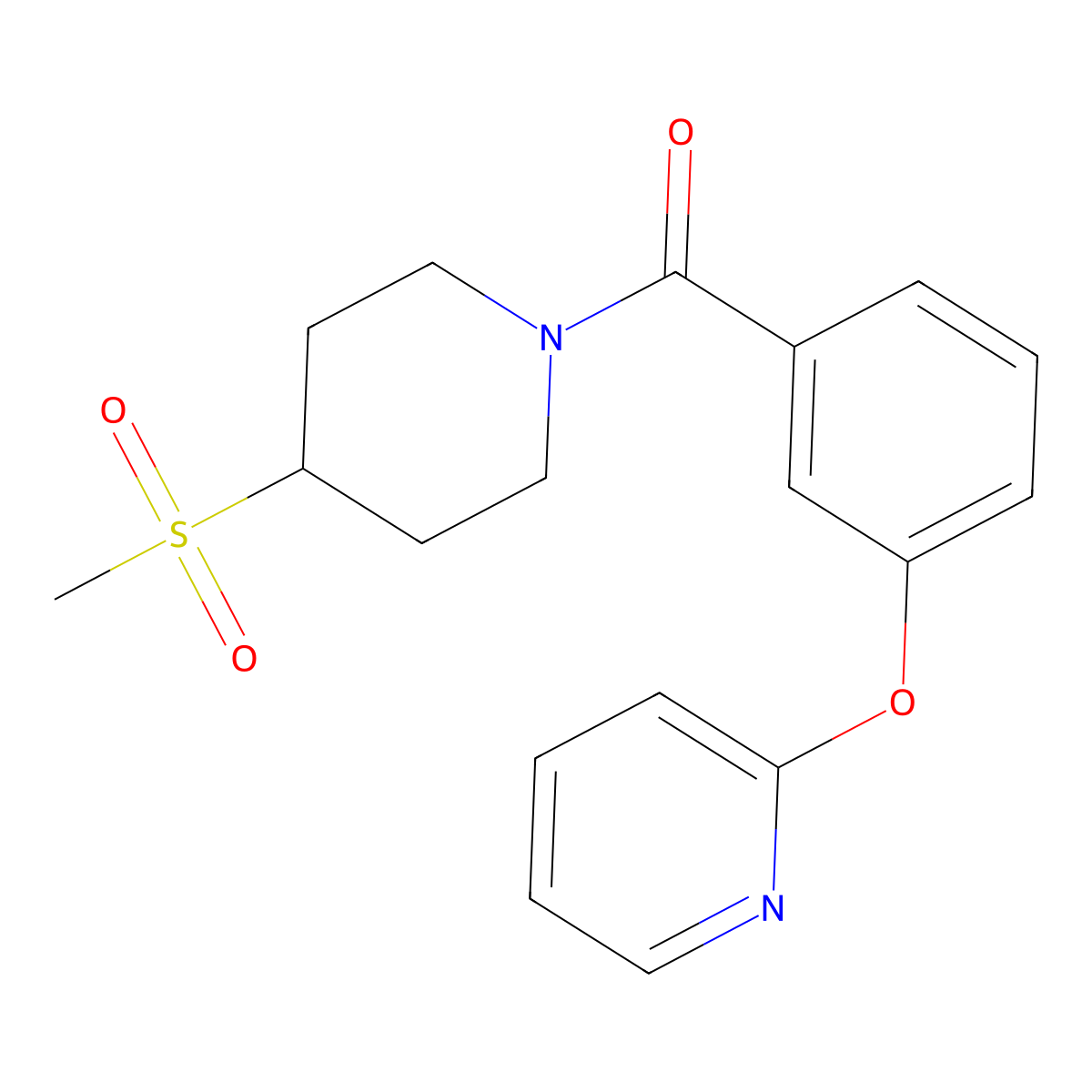 (4-(Methylsulfonyl)piperidin-1-yl)(3-(pyridin-2-yloxy)phenyl)methanone molecular structure, CAS 1797838-78-8