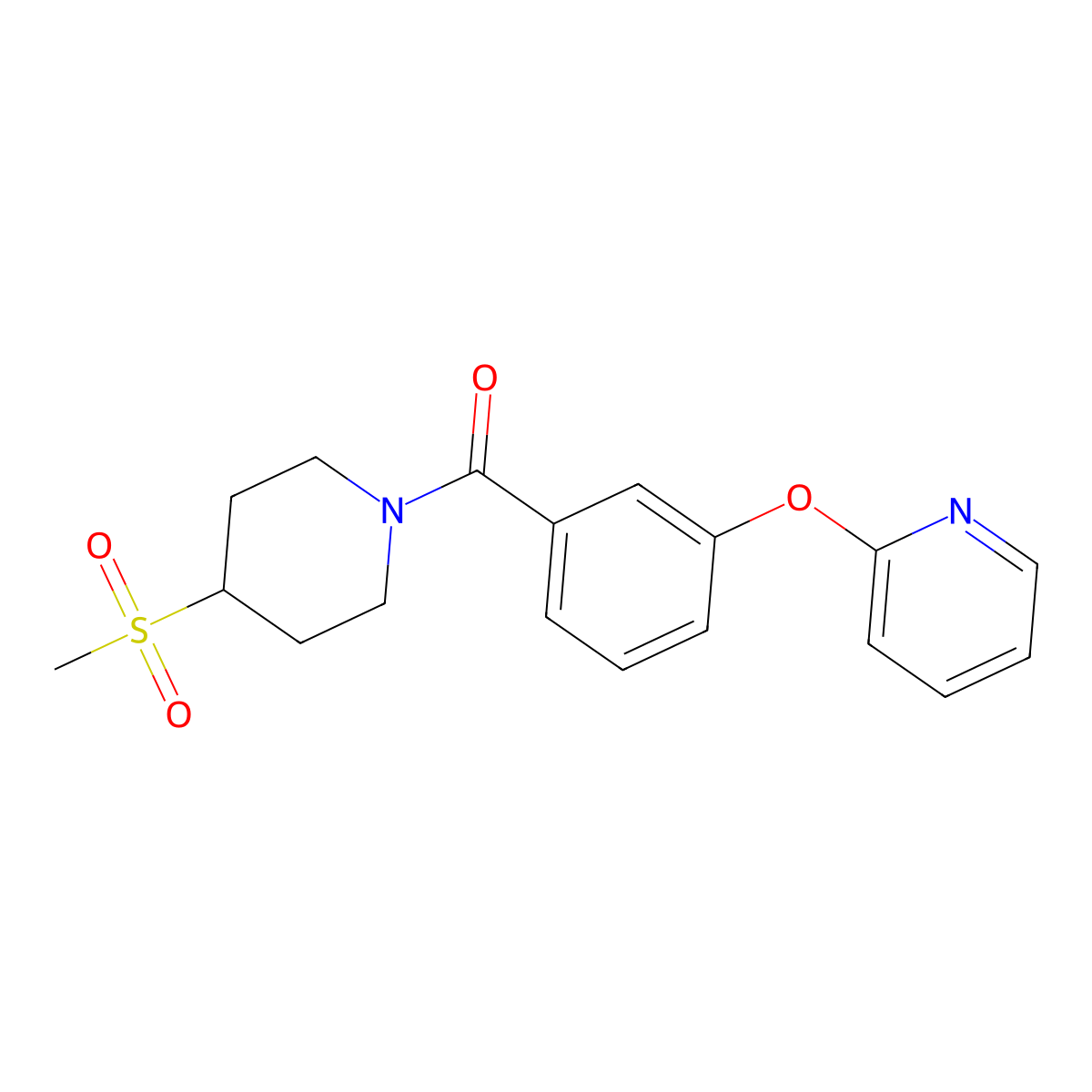 (4-(Methylsulfonyl)piperidin-1-yl)(3-(pyridin-2-yloxy)phenyl)methanone molecular structure, CAS 1797838-78-8