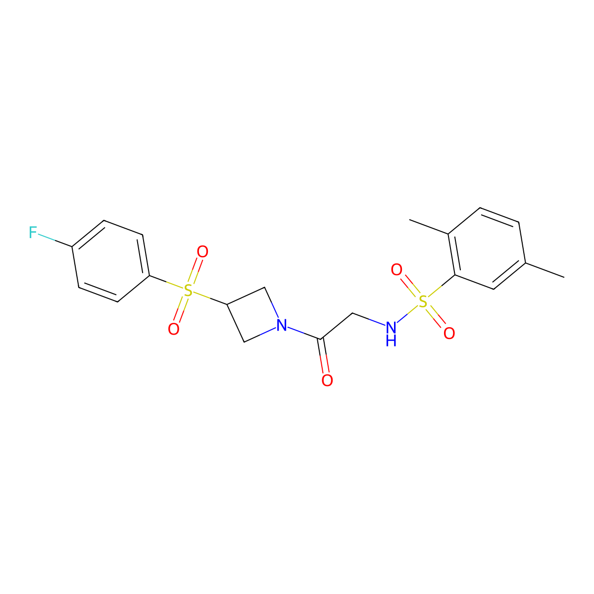 N-(2-(3-((4-fluorophenyl)sulfonyl)azetidin-1-yl)-2-oxoethyl)-2,5-dimethylbenzenesulfonamide molecular structure, CAS 1797839-12-3