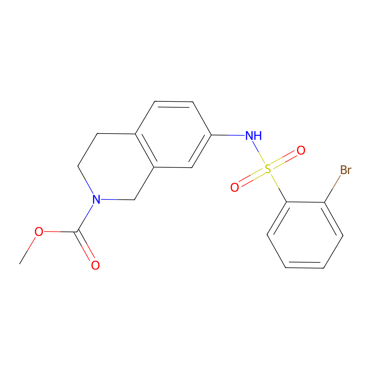 Methyl 7-(2-bromobenzenesulfonamido)-1,2,3,4-tetrahydroisoquinoline-2-carboxylate molecular structure, CAS 1797840-14-2