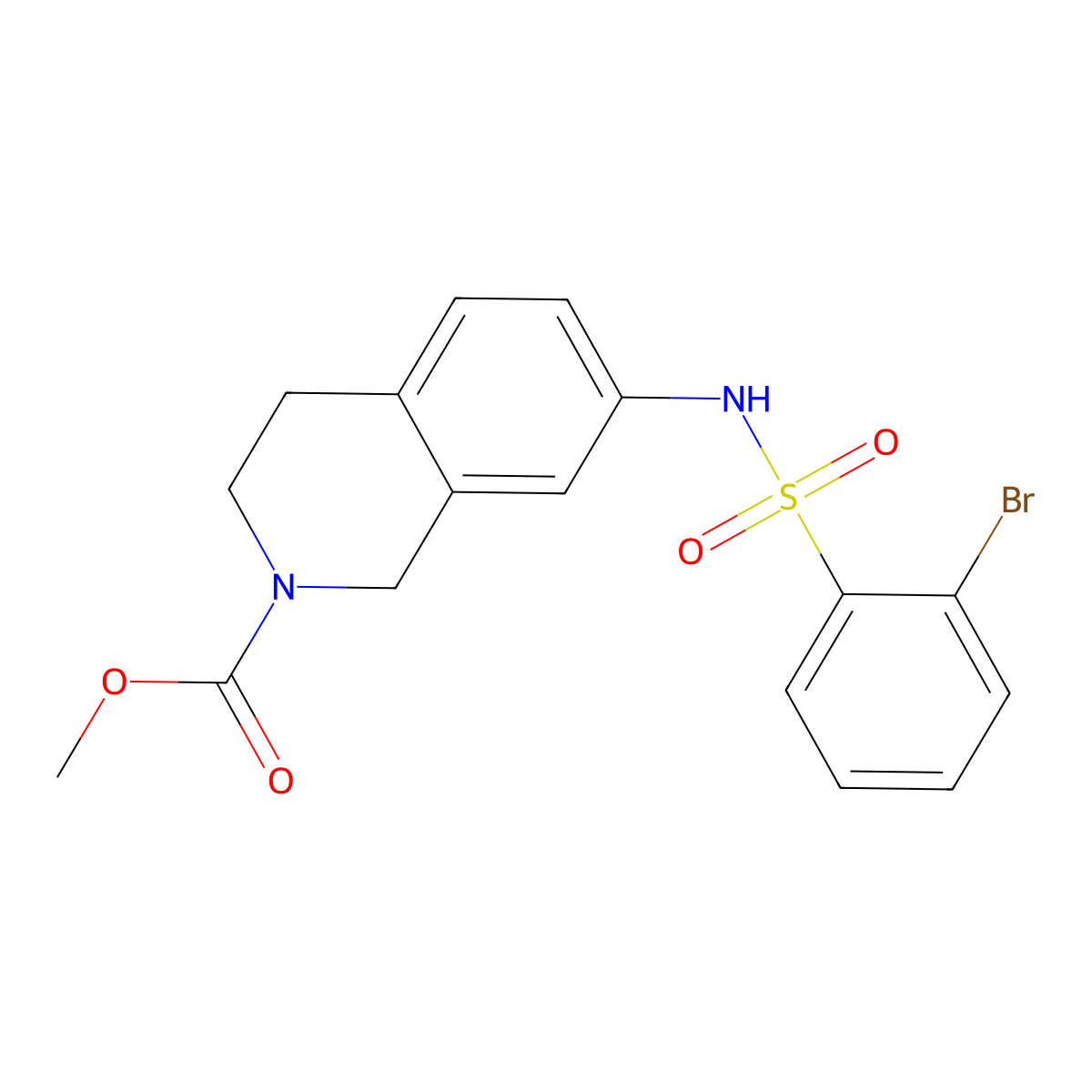 Methyl 7-(2-bromobenzenesulfonamido)-1,2,3,4-tetrahydroisoquinoline-2-carboxylate molecular structure, CAS 1797840-14-2