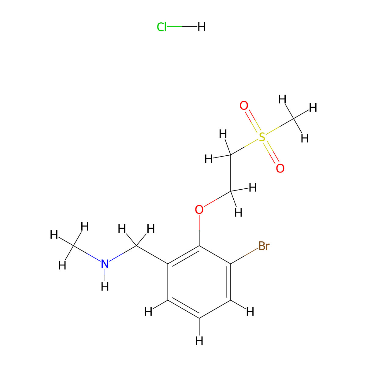{[3-Bromo-2-(2-methanesulfonylethoxy)phenyl]methyl}(methyl)amine hydrochloride molecular structure, CAS 1797840-18-6