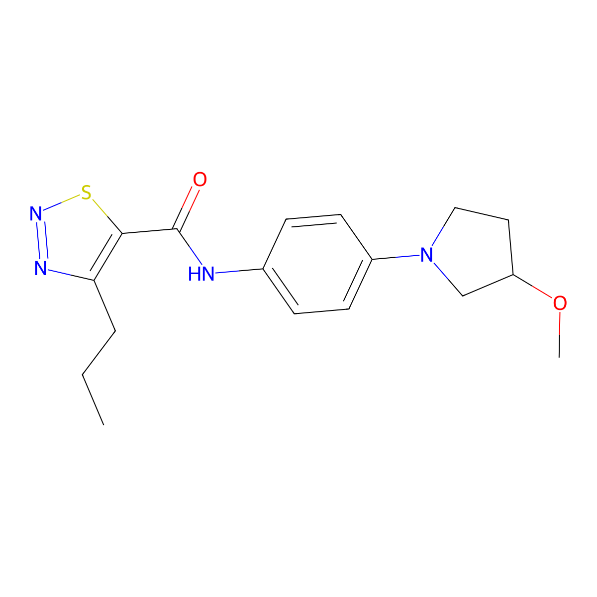 N-(4-(3-methoxypyrrolidin-1-yl)phenyl)-4-propyl-1,2,3-thiadiazole-5-carboxamide molecular structure, CAS 1797842-21-7