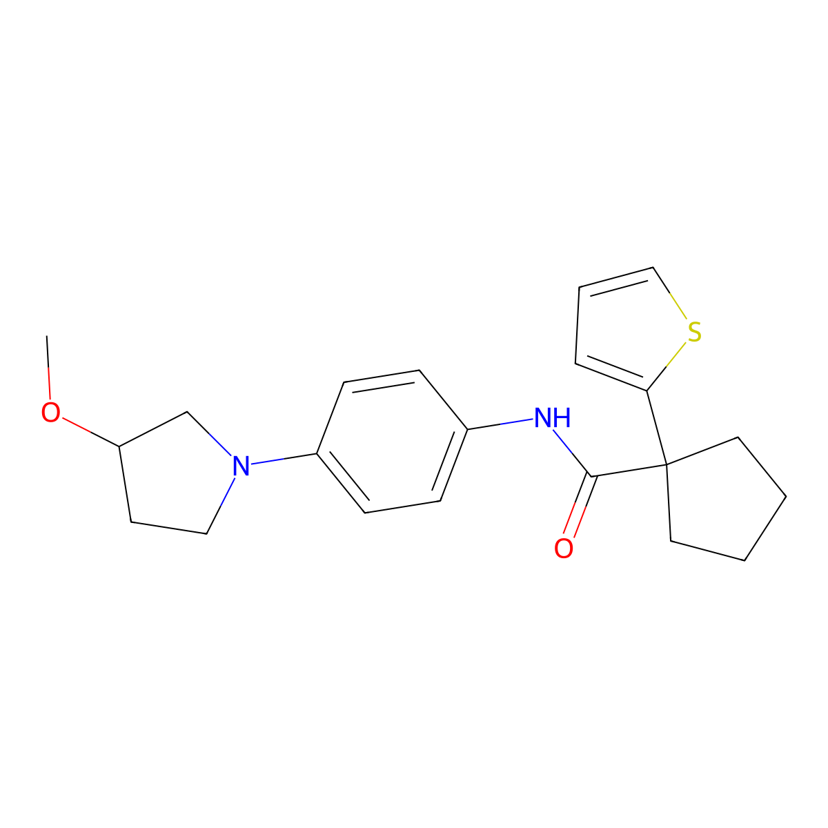 N-[4-(3-Methoxypyrrolidin-1-YL)phenyl]-1-(thiophen-2-YL)cyclopentane-1-carboxamide molecular structure, CAS 1797842-28-4