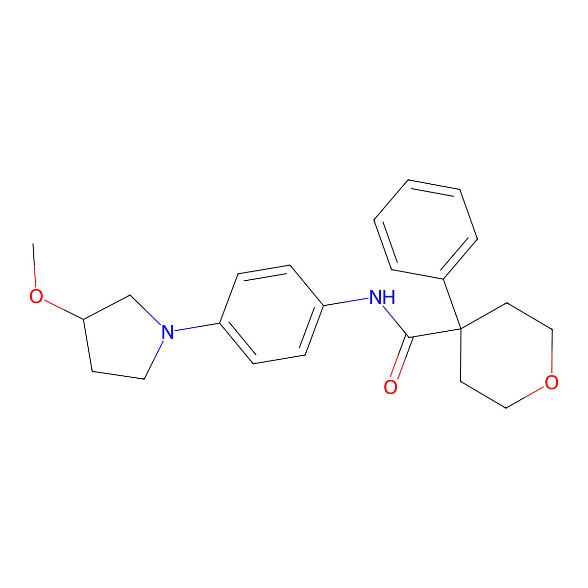 N-[4-(3-Methoxypyrrolidin-1-yl)phenyl]-4-phenyloxane-4-carboxamide molecular structure, CAS 1797842-34-2
