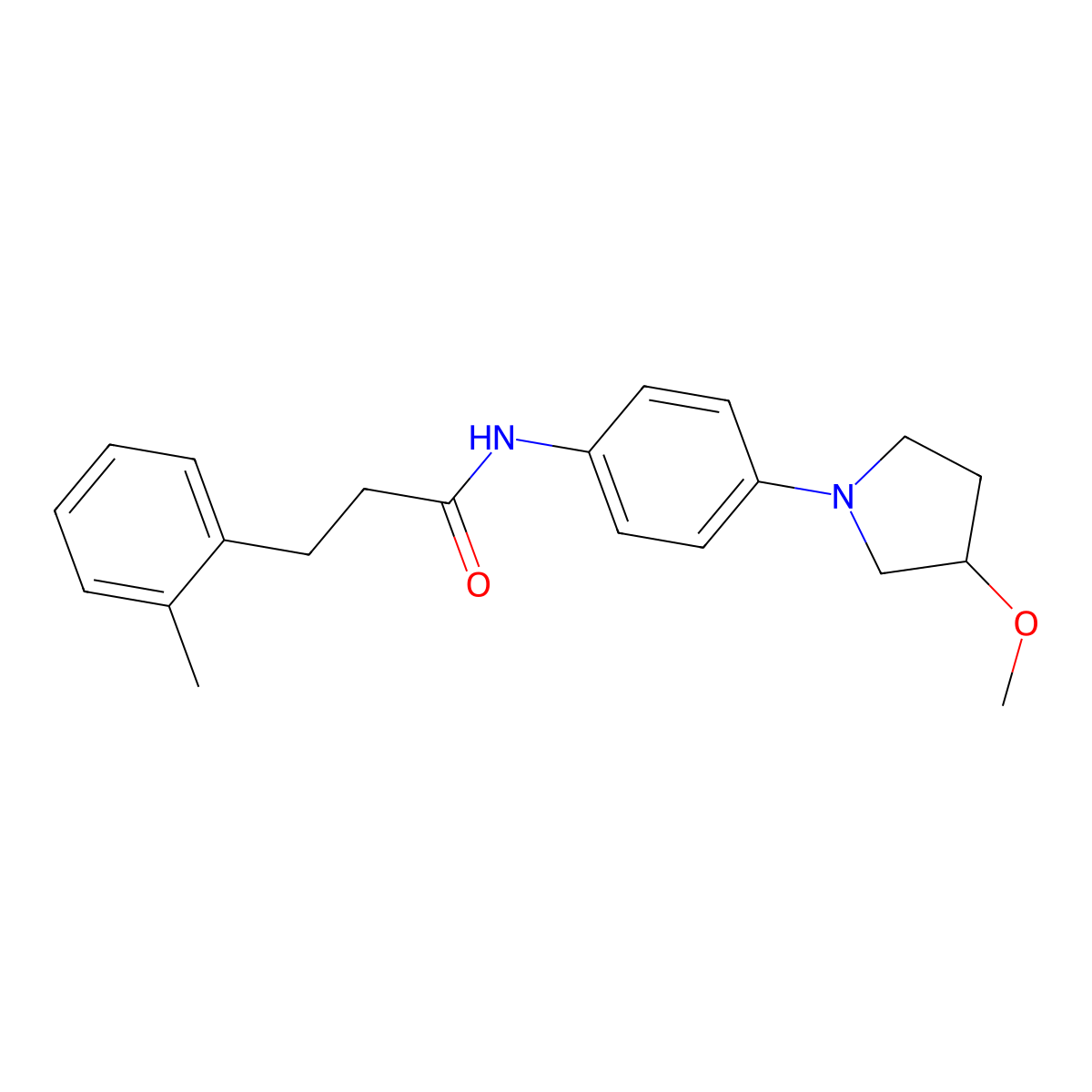 N-(4-(3-methoxypyrrolidin-1-yl)phenyl)-3-(o-tolyl)propanamide molecular structure, CAS 1797842-47-7