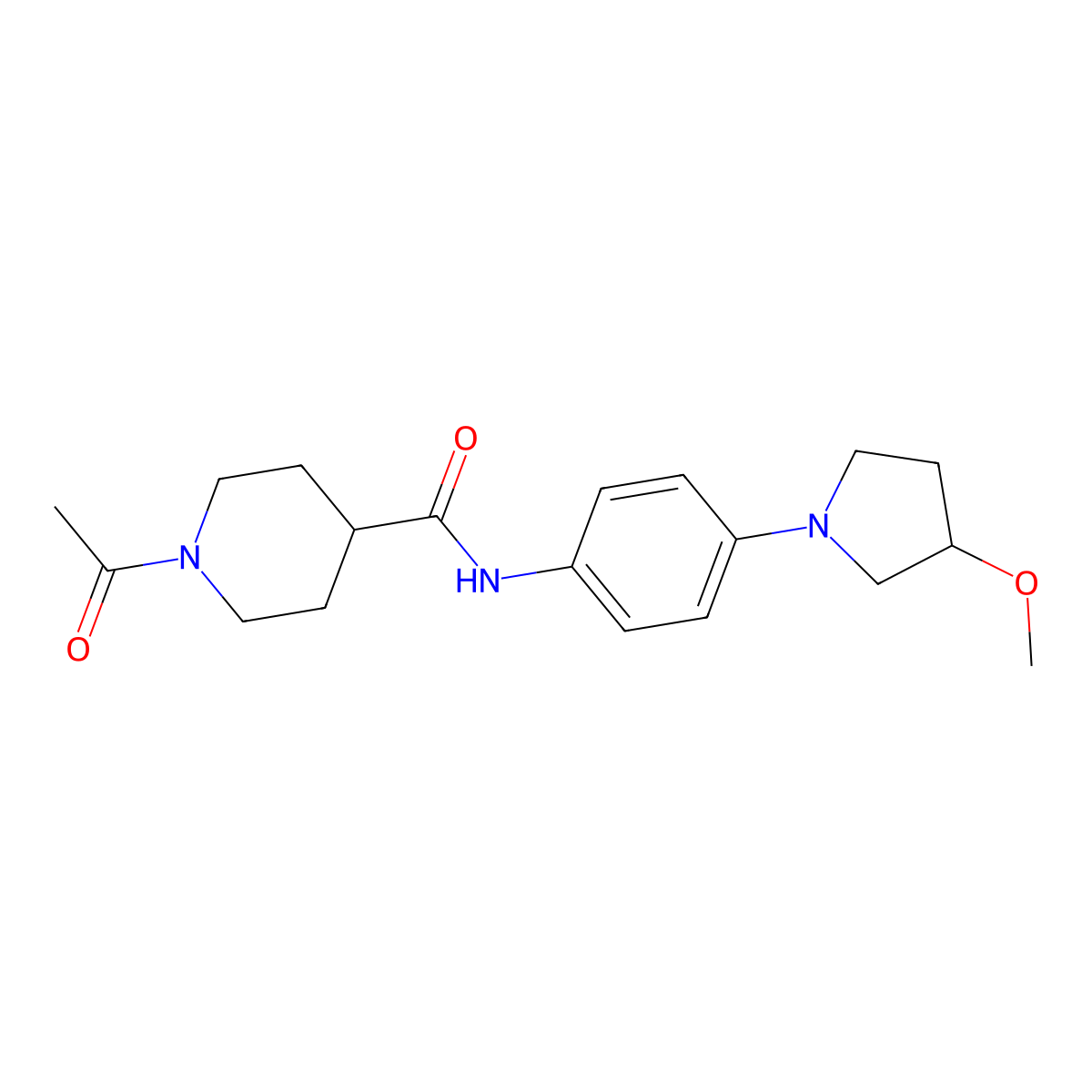 1-Acetyl-N-[4-(3-methoxypyrrolidin-1-YL)phenyl]piperidine-4-carboxamide molecular structure, CAS 1797842-68-2