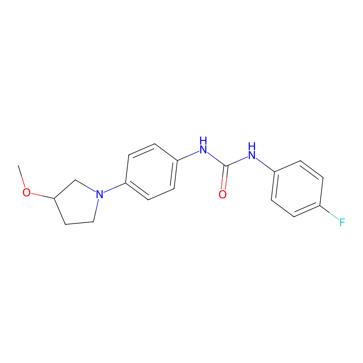 1-(4-Fluorophenyl)-3-[4-(3-methoxypyrrolidin-1-YL)phenyl]urea molecular structure, CAS 1797842-82-0
