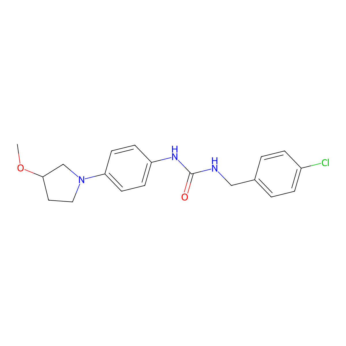 1-(4-Chlorobenzyl)-3-(4-(3-methoxypyrrolidin-1-yl)phenyl)urea molecular structure, CAS 1797842-90-0